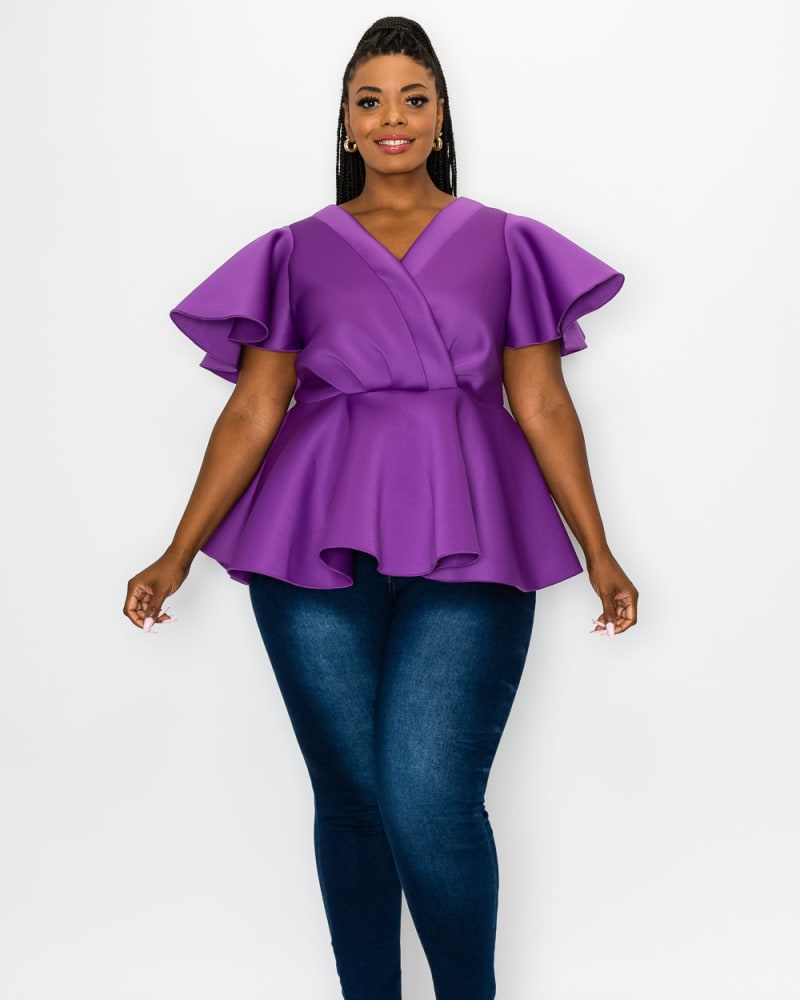 Purple peplum blouse shop
